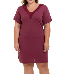 Camisola Curta com Renda Liganete Sepie (1001-PL) Plus Size - Vinho