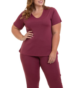Pijama Feminino Longo Liganete Sepie (1052-PL) Plus Size - Vinho
