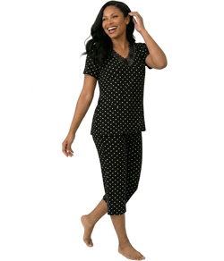 Pijama Feminino Capri Liganete Poá com Renda Sepie (1057-D)