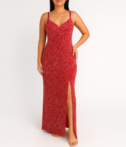 Camisola Longa Estampada com Fenda Sepie (4091) Vermelha