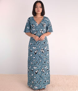 Kaftan Longo Estampado Sepie (4093) Verde