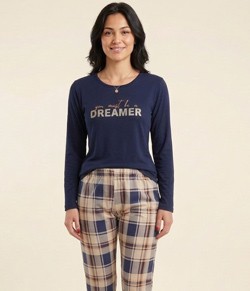 Pijama Feminino Longo Xadrez Sensare (14428)