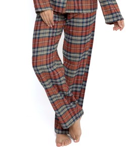 Calça Flanela Feminina Xadrez Sepie (942) em Algodão