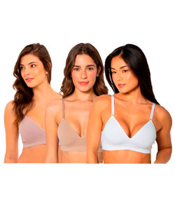 Kit 3 Sutiãs com Bojo Daily Trifil (C04935/4935) Branco/Macadâmia/Aurora