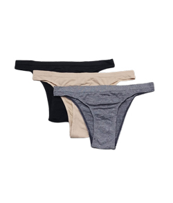 Kit 3 Calcinhas Tangas Trifil (C04403/4403) Castanha de Caju/Preto/Cinza Mescla