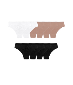 Kit com 10 Calcinhas Altas Trifil (C01971/1971) Preto/Branco/Chocolate