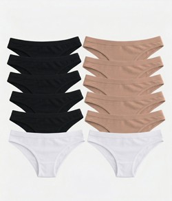 Kit 12 Calcinhas Tanga Sem Costura Trifil (C04403/4403/C04407) Preto/Nude/Branco