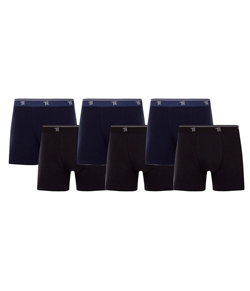 Kit 6 Cuecas Boxer Cotton/Algodão Trifil - Preto/Marinho