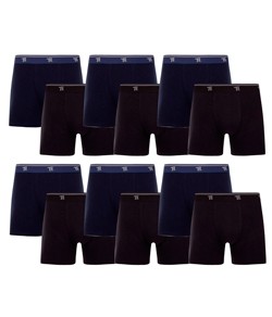 Kit 12 Cuecas Boxer Cotton/Algodão Trifil - Preto/Marinho