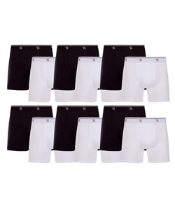 Kit 12 Cuecas Boxer Cotton/Algodão Trifil - Preto/Branco