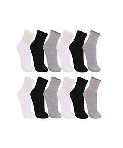 Kit 12 Meias Cano Médio Atoalhada Trifil (T08721/8721) Branco/Preto/Cinza