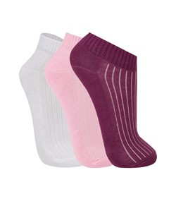Kit 3 Pares de Meias Cano Curto Trifil (T08004/8004) Branco/Rosa/Roxo