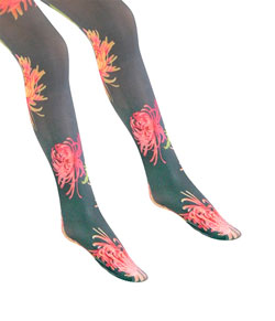Meia-Cal�a Estampada 3D Fleur Oriental Unimeias Jiggy (ORI) Fio 50