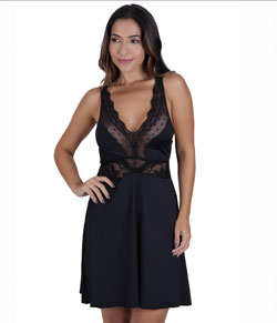 Camisola Curta com Renda Vellfer (VF-100) Preta