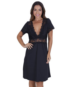Camisola Curta com Renda Vellfer (VF-103) Preta