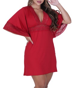 Camisola Curta com Renda Manga Morcego Vellfer (VF-73) Vermelho