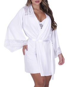 Robe Curto com Renda Manga Longa Vellfer (VF-83) Branco