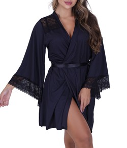 Robe Curto com Renda Manga Longa Vellfer (VF-83) Preto