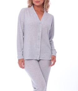 Pijama Feminino Longo Aberto Canelado Victory (24103)