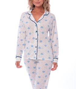 Pijama Feminino Americano Longo Coração Victory (24119)