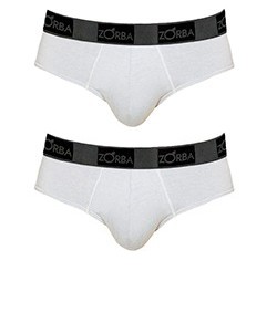 Kit 2 Cuecas Slip Plus Zorba (716) Branco/Branco