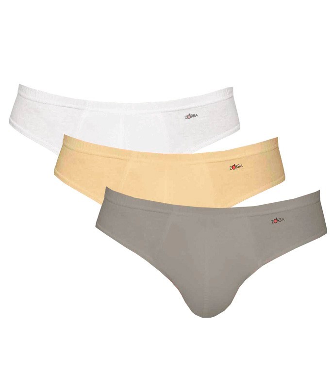 さんだんばらページ Kit 3 Cuecas Slip Zorba (791) Grafite/Bege/Branco :: lingerie.com.br
